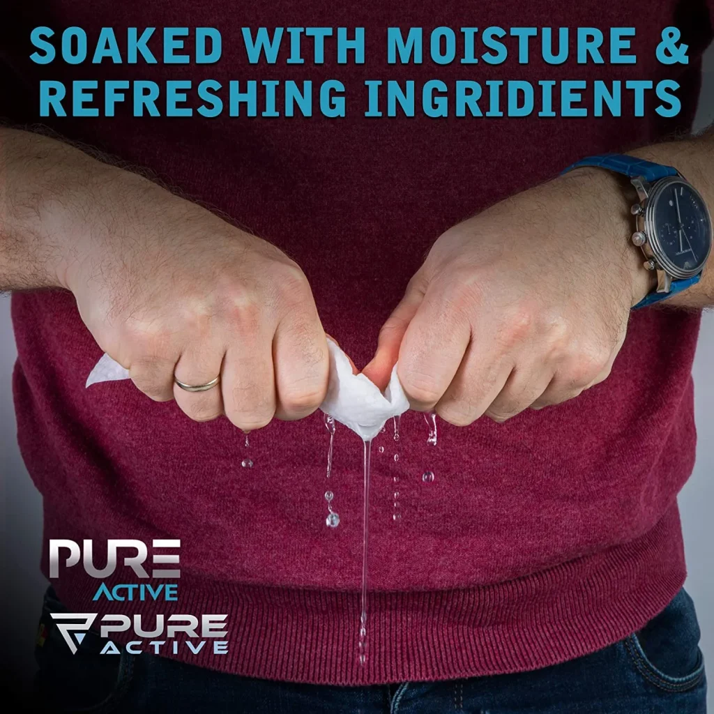 Pure Active Individually Wrapped Body Wipes Bulk 480 Count – Fresh Scent No Rinse Shower Wipes for Organizations, Hospitals, Travel & Daily Use – 12 Packs of 40